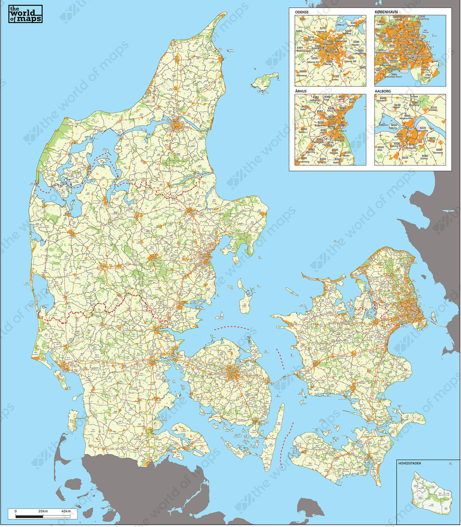 Digital ZIP Code Map Denmark 17 | The World of Maps.com