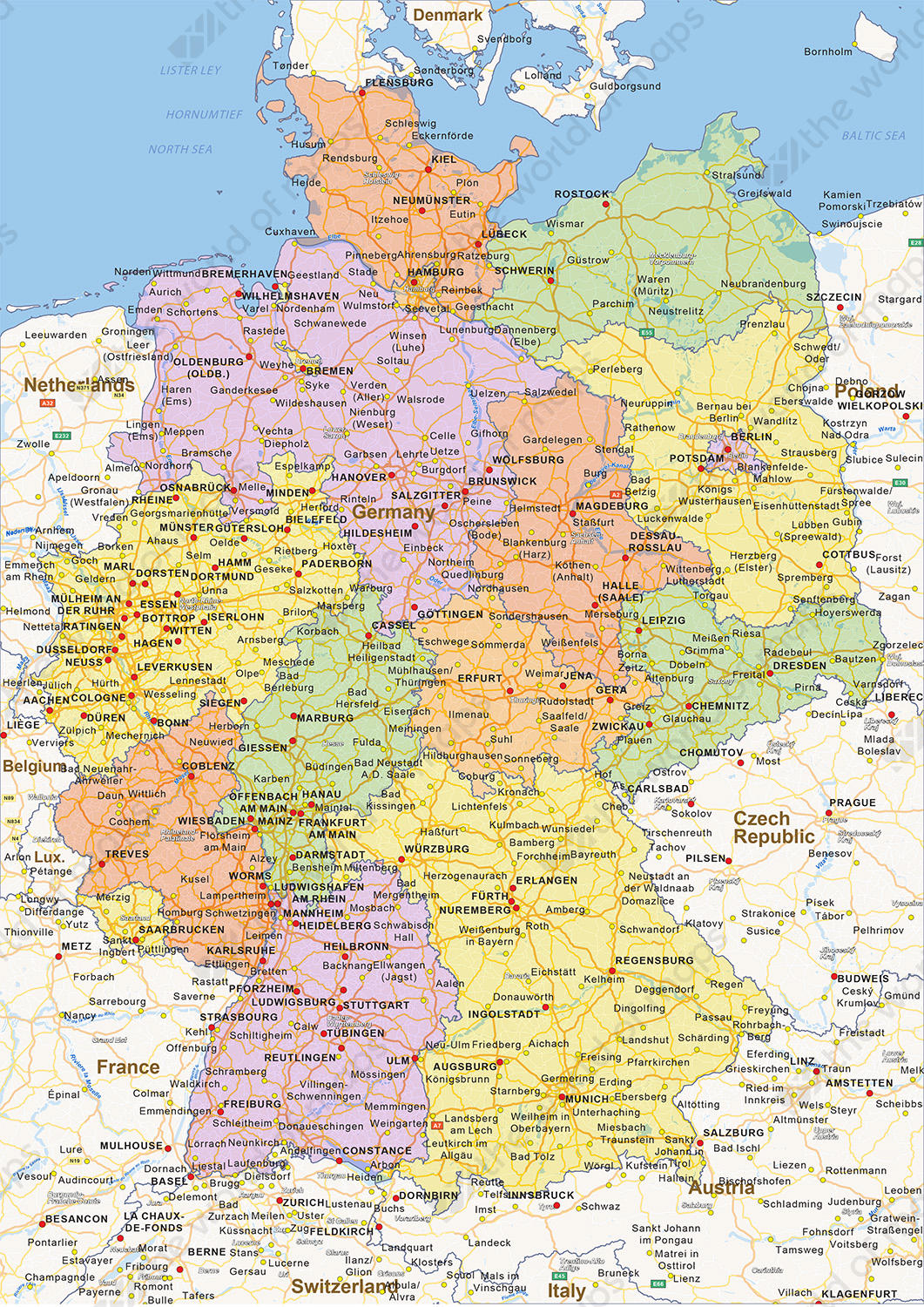 Political map of Germany 1462 | The World of Maps.com