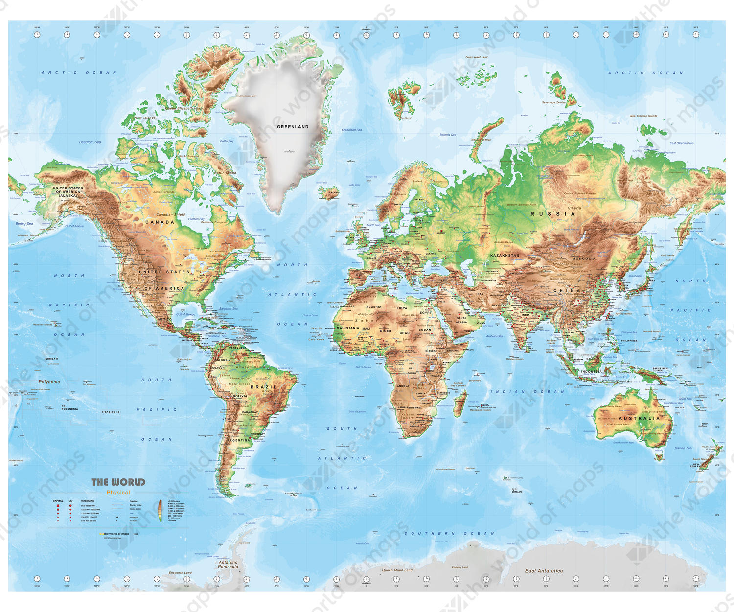 Digital Physical Map Of The World Medium 1502