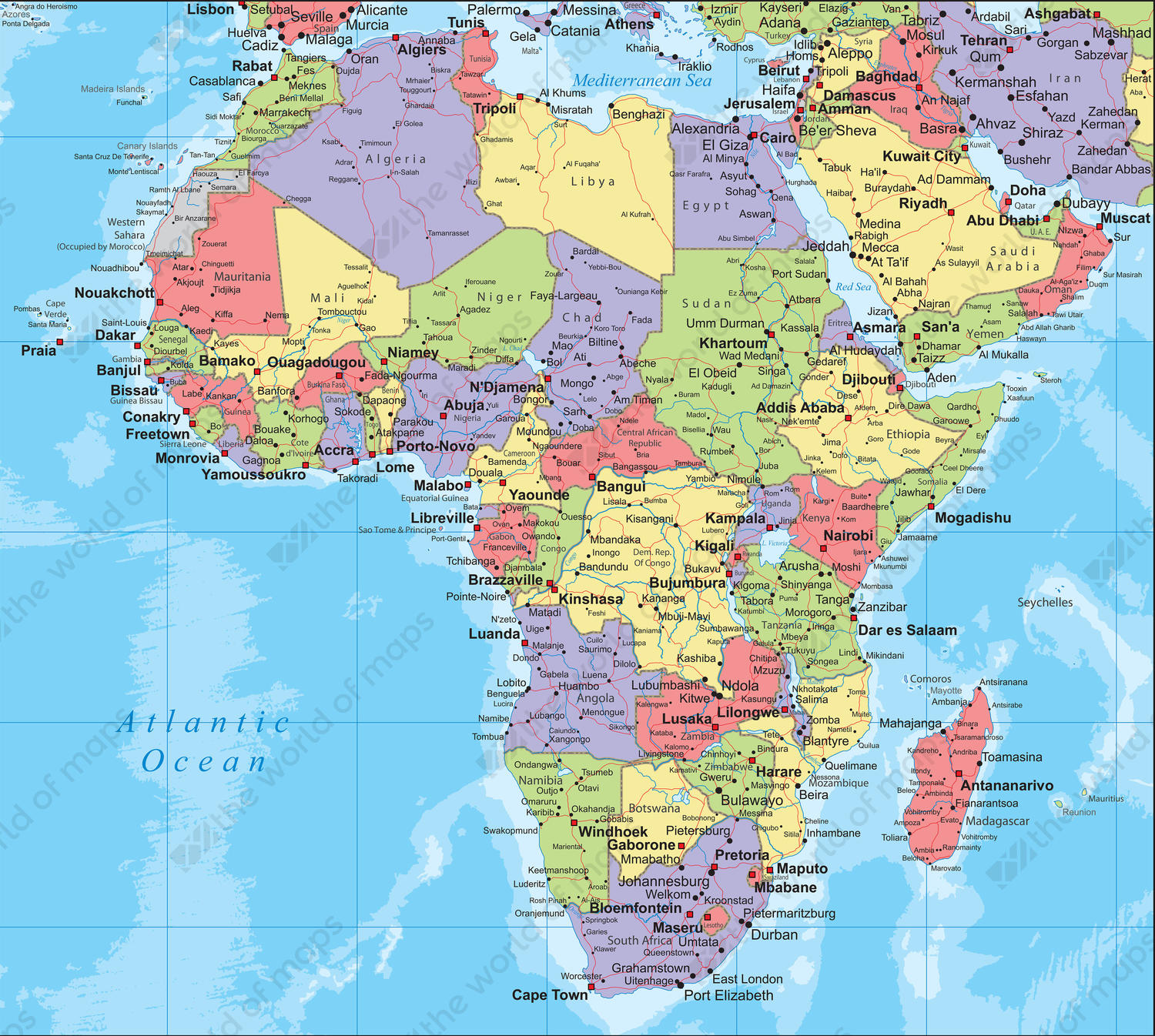 Digital Political Map Africa 264 | The World of Maps.com