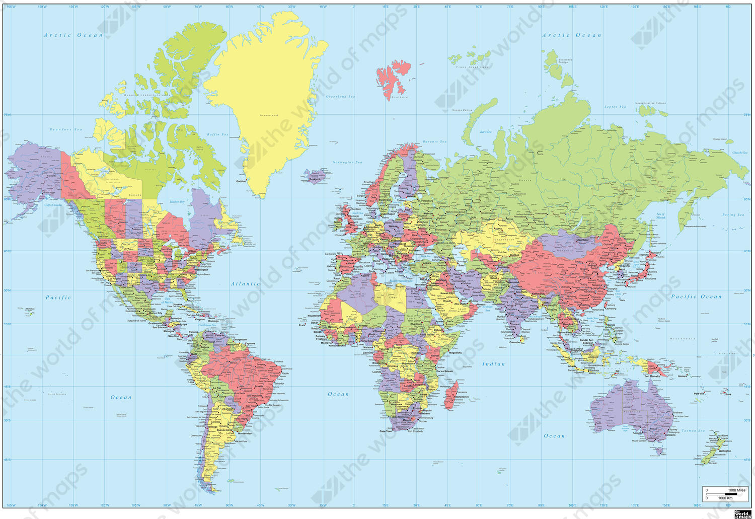 Digital World Map Political 93 | The World of Maps.com