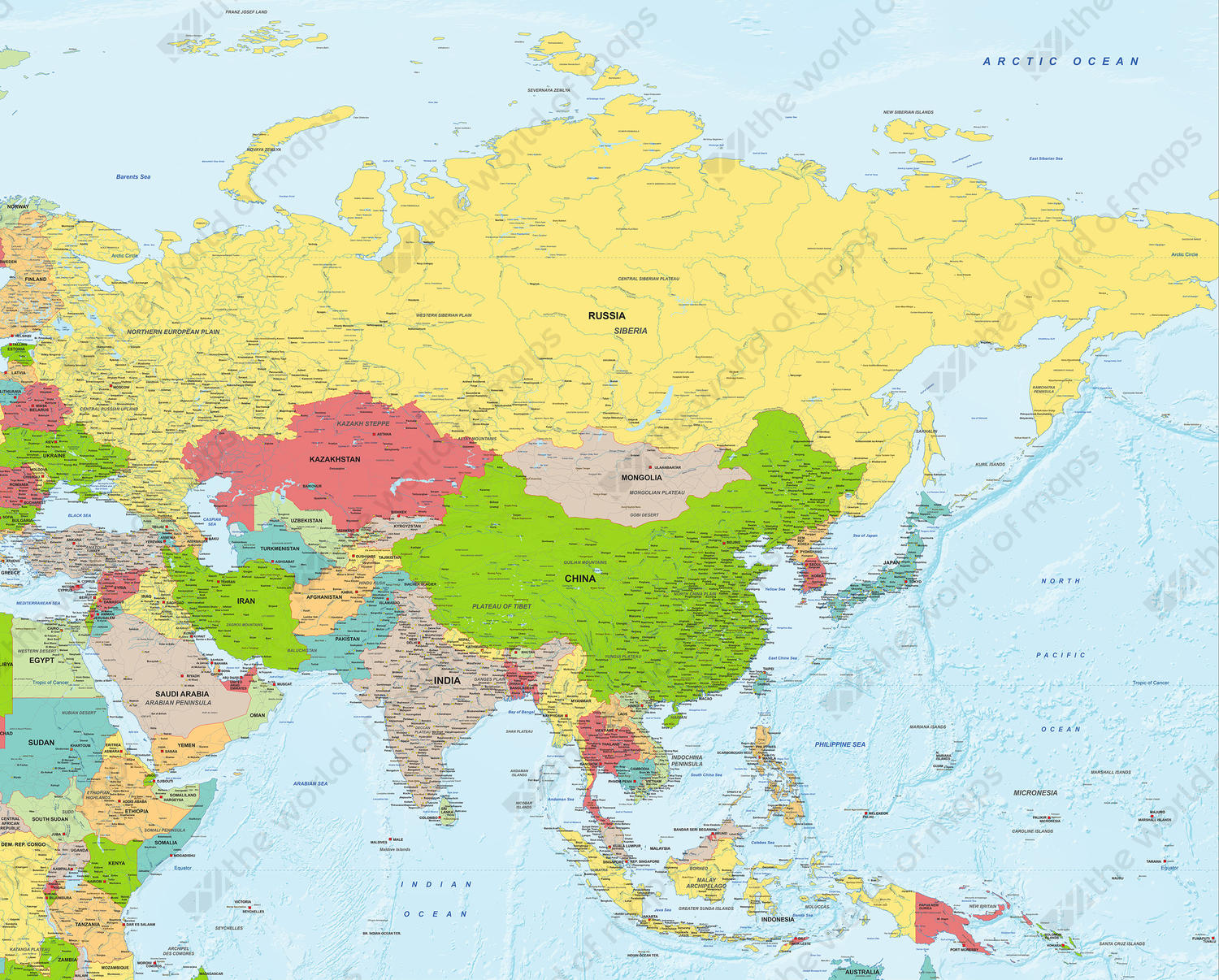 Digital Political Map Asia 1283 | The World of Maps.com