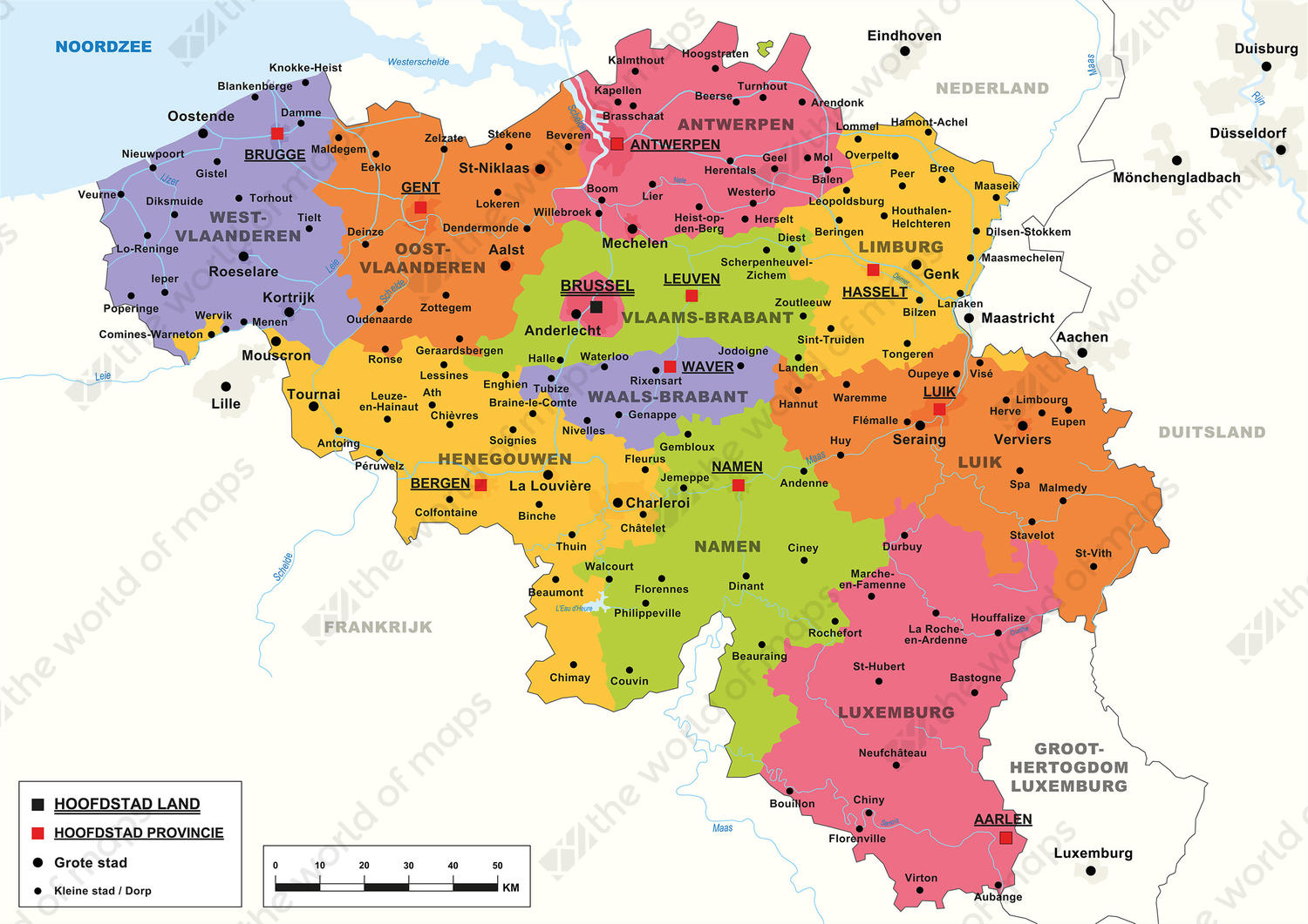 Digital Map Belgium Political 1321 | The World of Maps.com