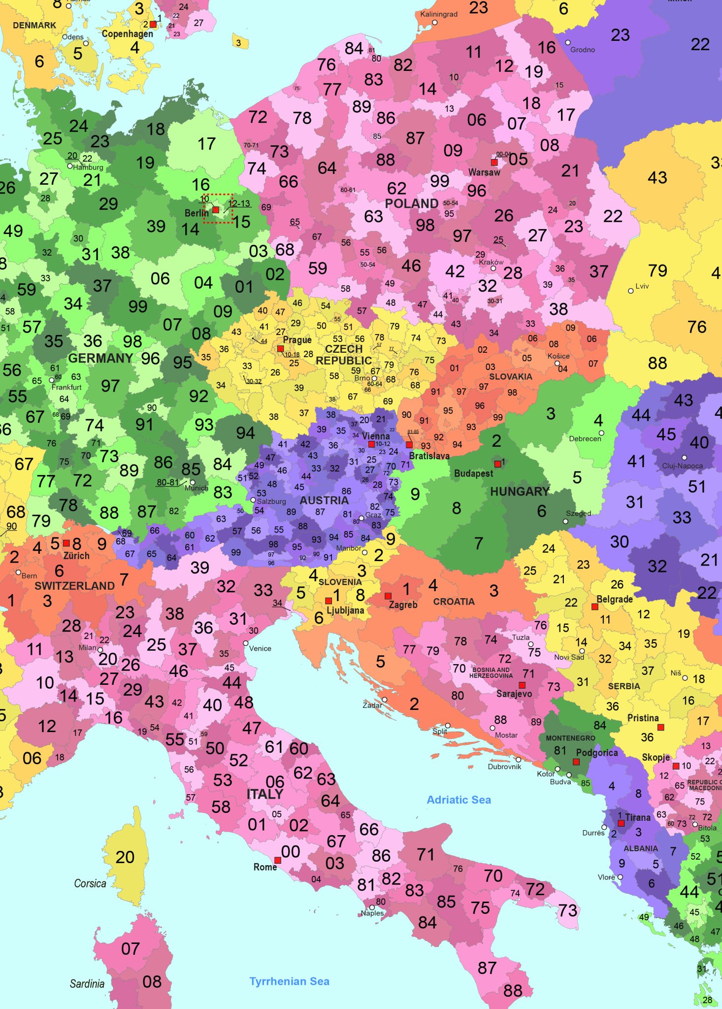 Postal Code Map View Postal Code Map Europe – Clear Edition – EPS & JPG – 1381 - The World ...