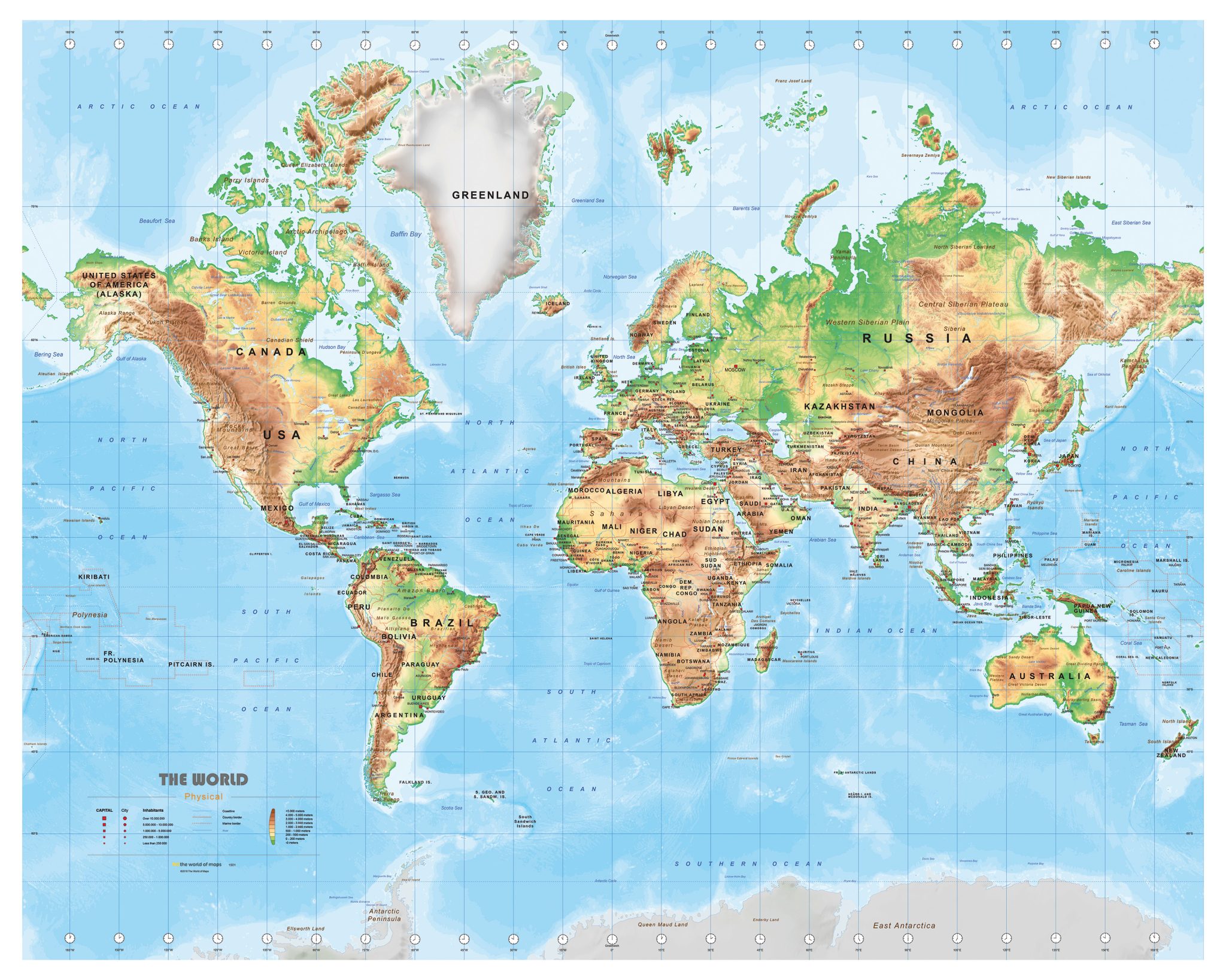 Wereldkaart Natuurkundig Small 1501