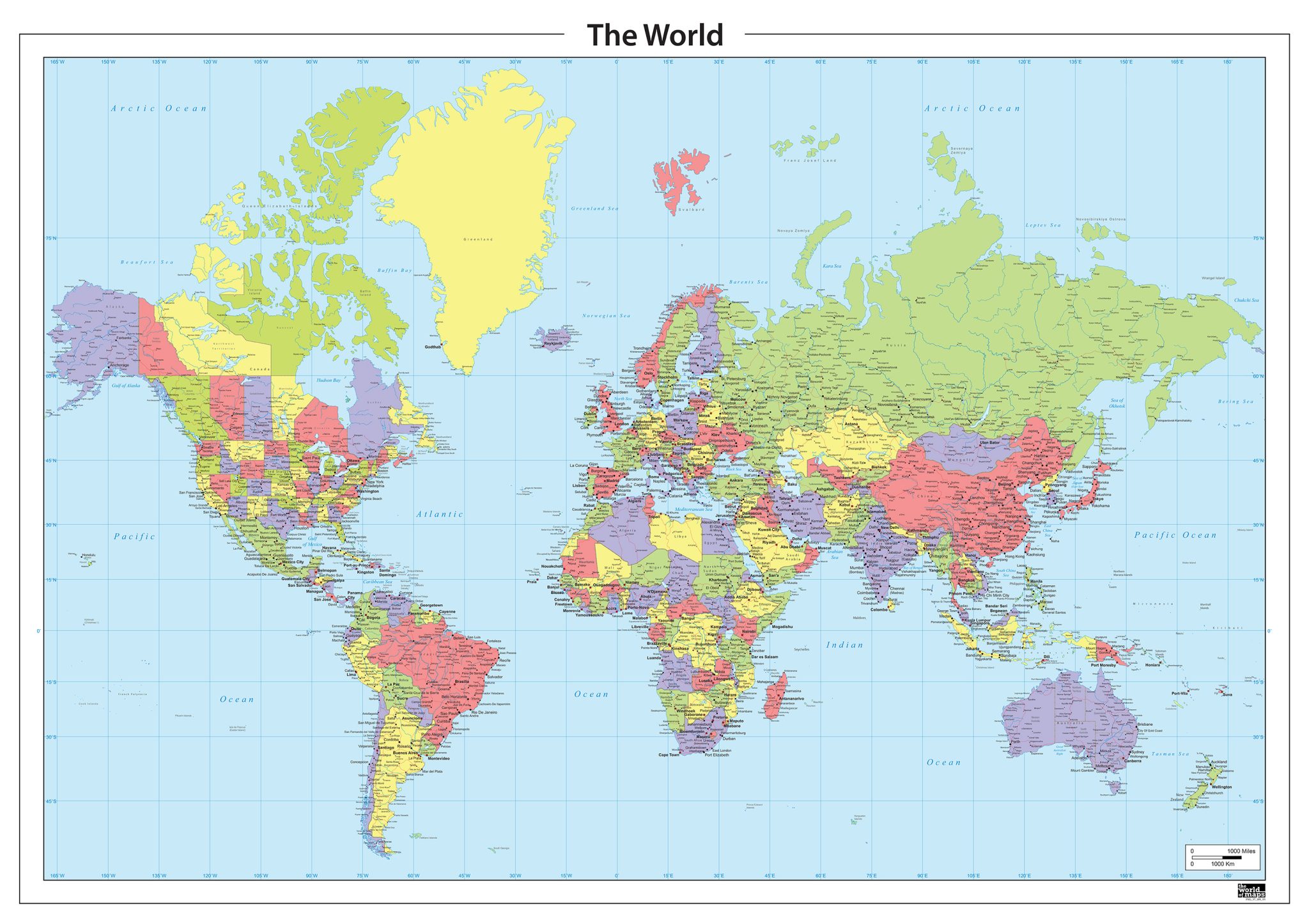 Wereldkaart Staatkundig 93